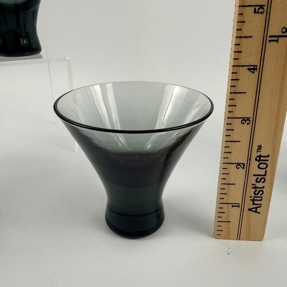 Morgantown Normandie Smoke Glass Cocktail Pitcher 6‎ Martini Glasses Set